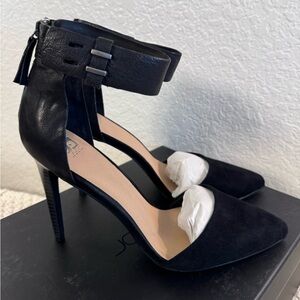 Joe's Jeans Arnie Black Suede Leather Ankle Cuff Stiletto Heel Size 9.5 NIB